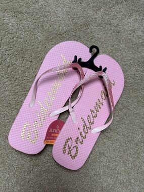 Pink 'Bridesmaid' Glitter Flip Flops